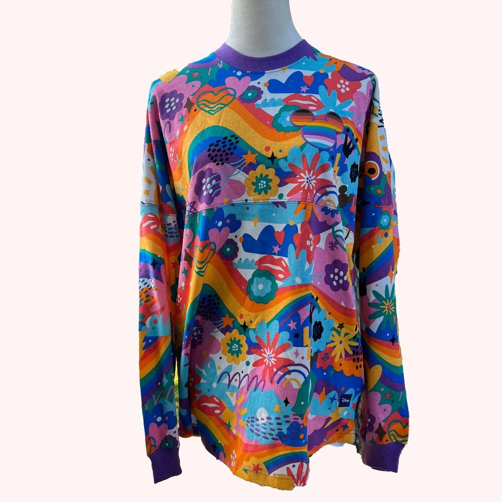 NEW Disney Pride Mickey Long Sleeve Shirt Spirit Jersey Unisex Rainbow Small